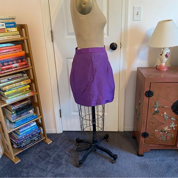J crew Purple Pleated Mini Bubble Silk Taffeta tulle Skirt Size 4 - Picture 8 of 14